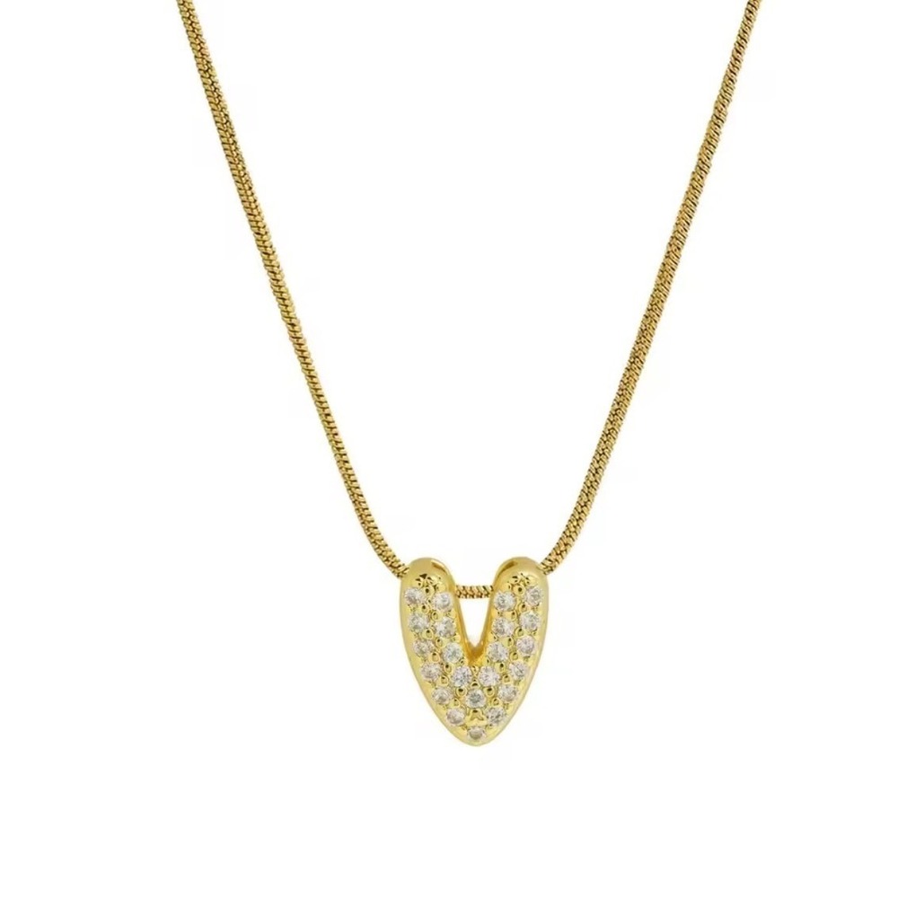 18k Gold Plated Initial V Necklace Pave Cubic Zirconia Letter Pendant Chain